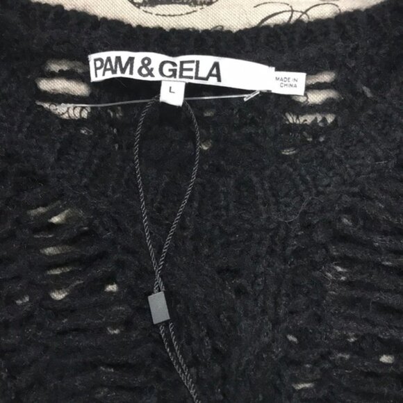 PAM AND GELA Cold Shoulder Cable Sweater - Picture 6 of 6